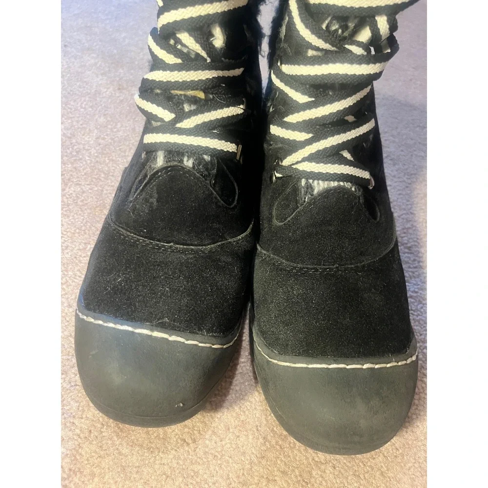 Muk Luks Womens Tall Winter Boots Faux Fur Knit Nordic Snowflake Black White